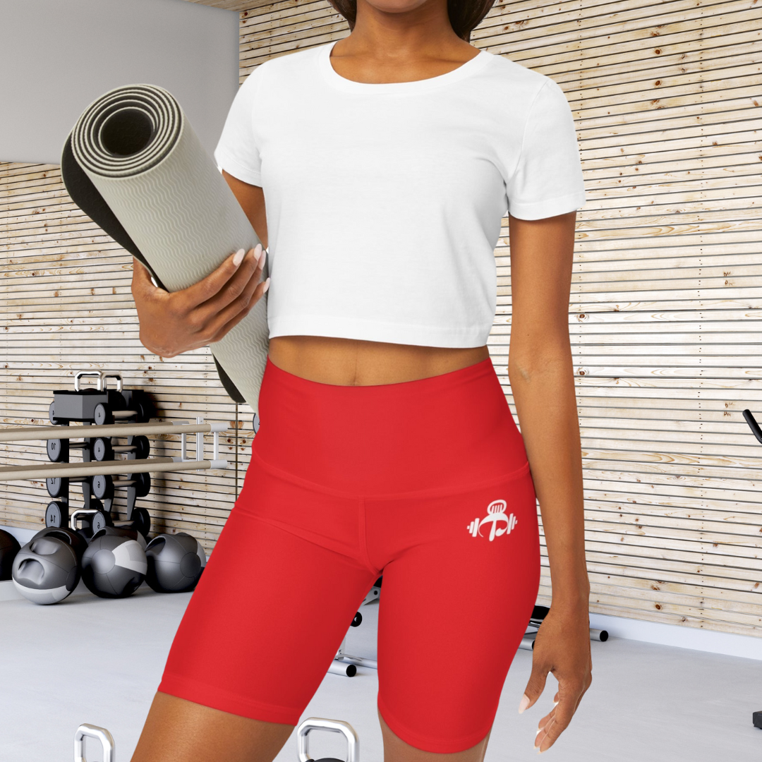 Power Red High Waisted Shorts
