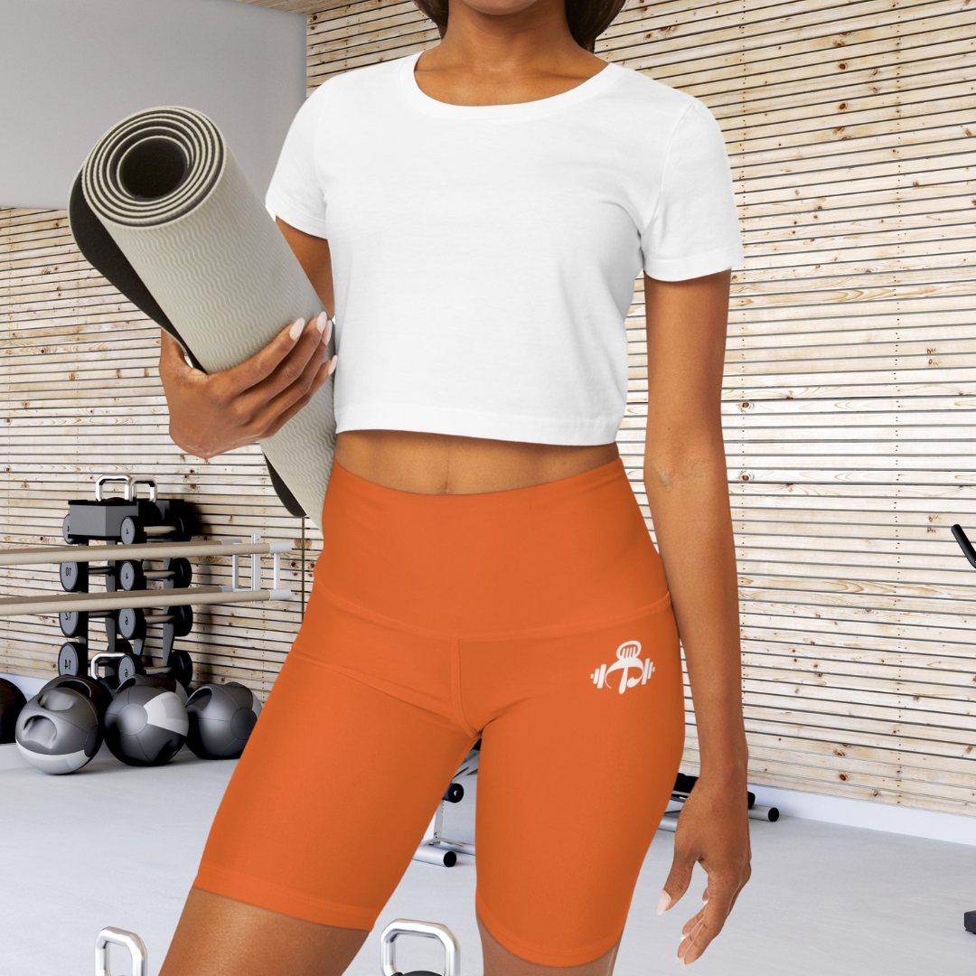 Power Orange High Waisted Shorts