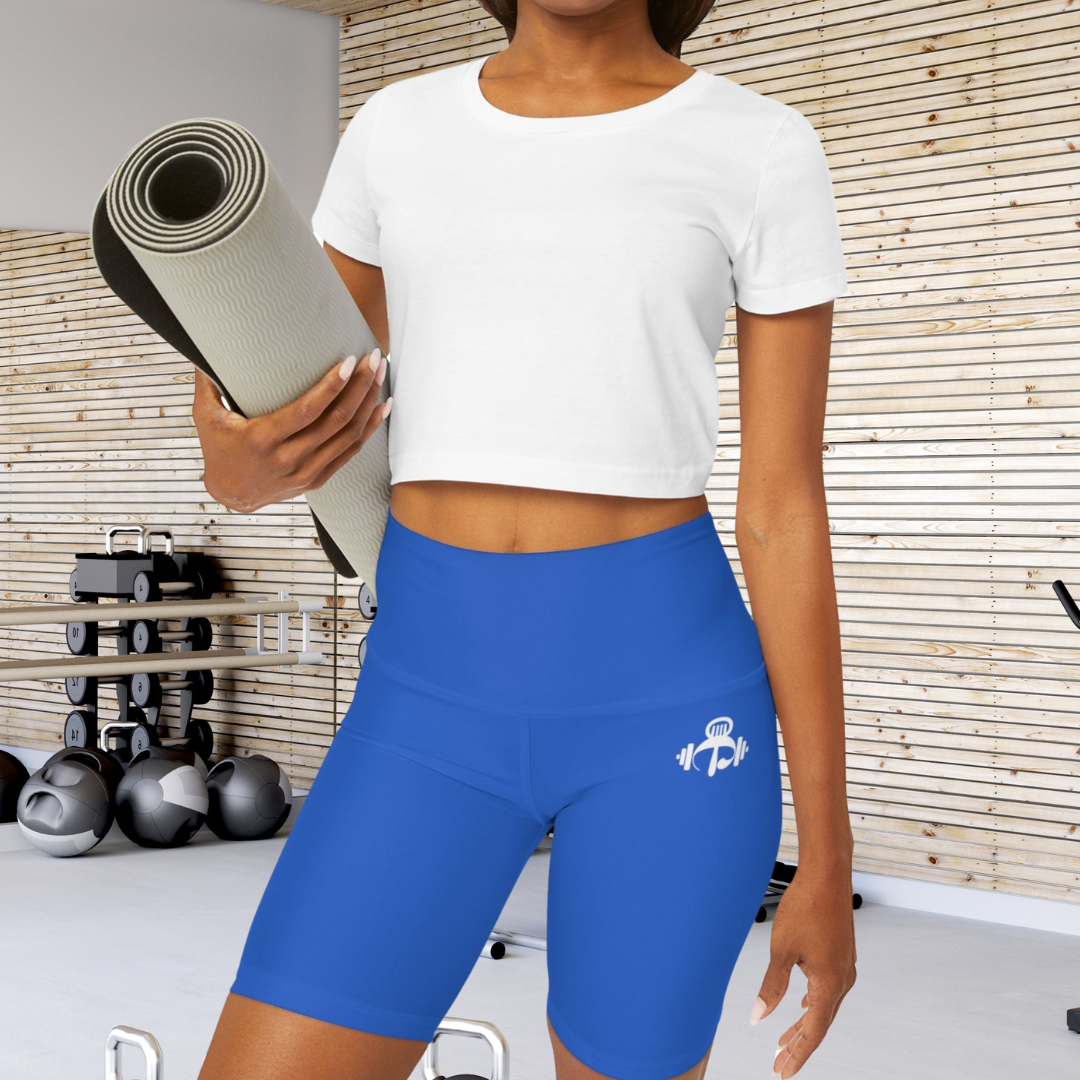 Power Blue High Waisted Shorts
